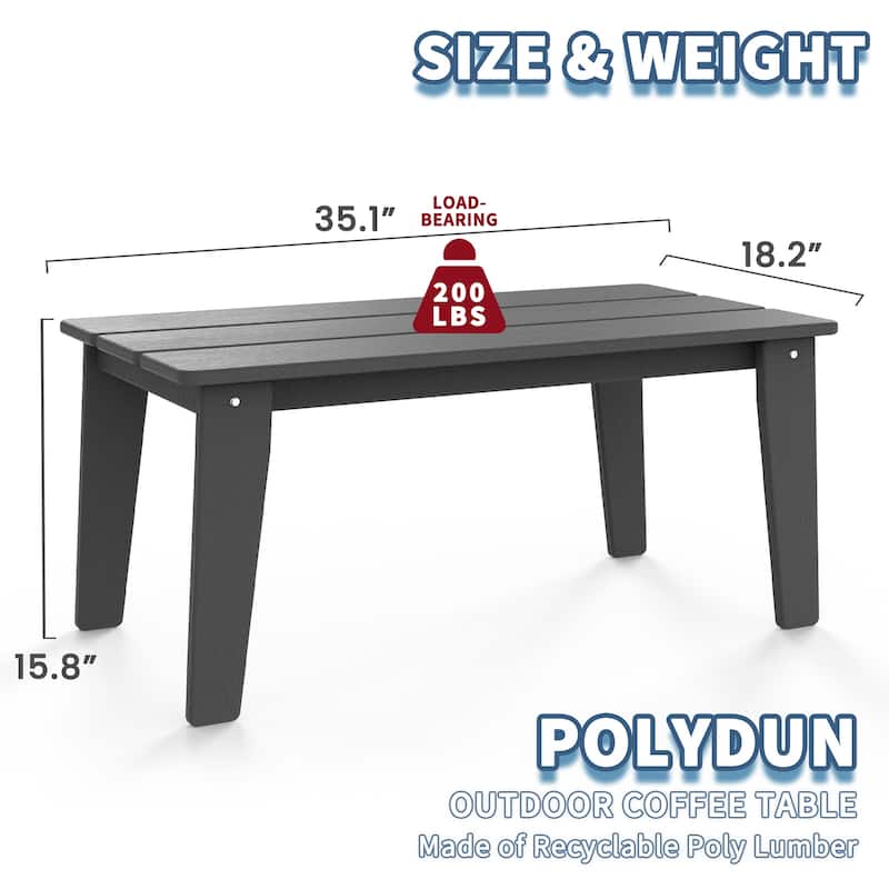 Polydun All Weather Plastic Outdoor Coffee Table - Rectangle