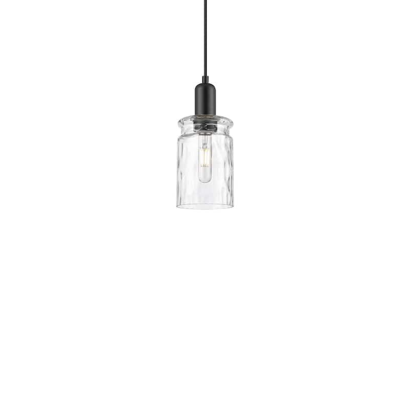 Innovations Lighting 716-1P-11-5 Candor Pendant Candor 5" Wide Mini - Matte Black / Clear Waterglass