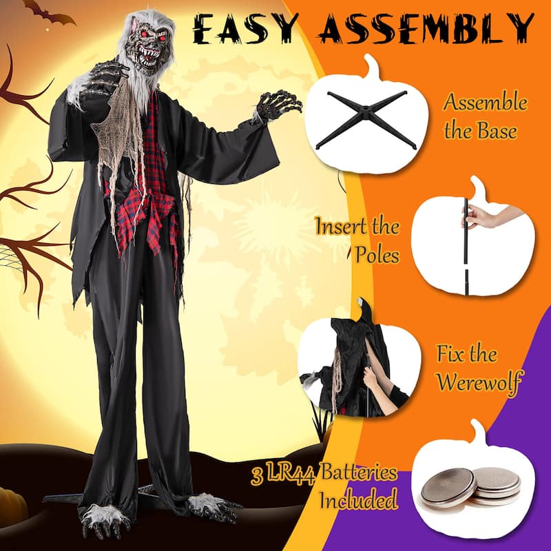 Gymax 8.2 Ft Halloween Animatronics Sound-activated Werewolf w/