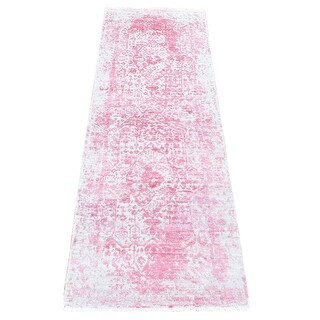 Hand Knotted Pink Transitional with Wool & Pure Silk Oriental Rug (2'6 ...