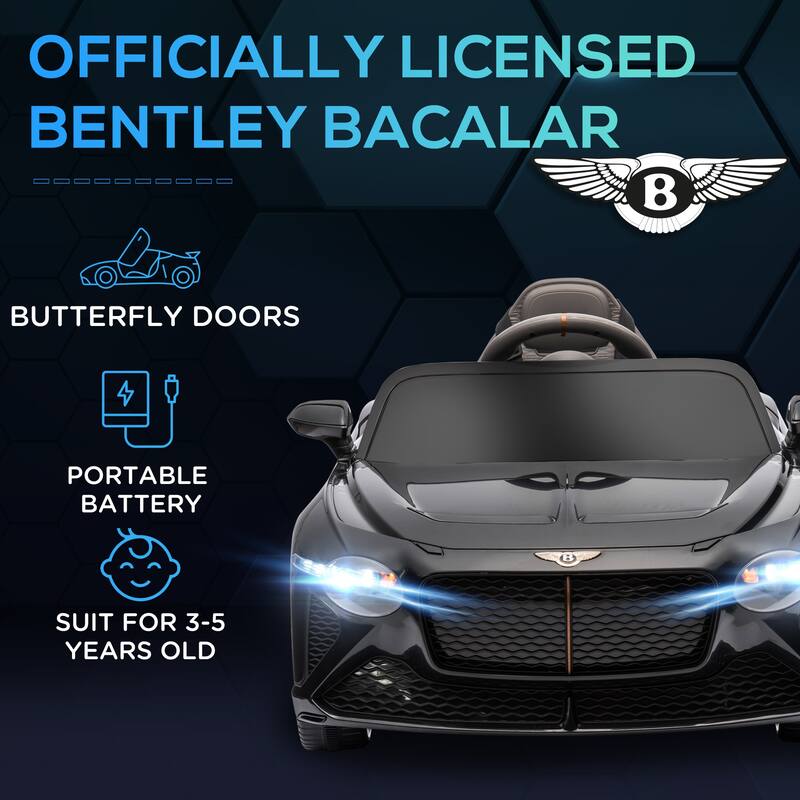 Aosom Bentley Bacalar Licensed Kids Ride on Car with Butterfly Doors, 12V Electric Car for Kids with Remote Control