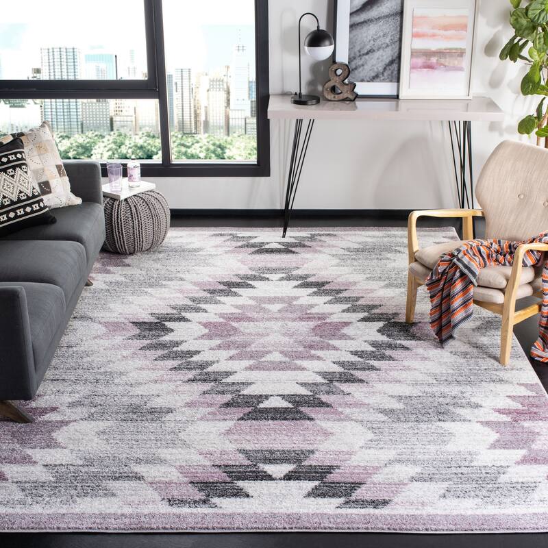 SAFAVIEH Adirondack Gjylferije Rustic Boho Tribal Rug - 9' x 12' - Plum/Ivory
