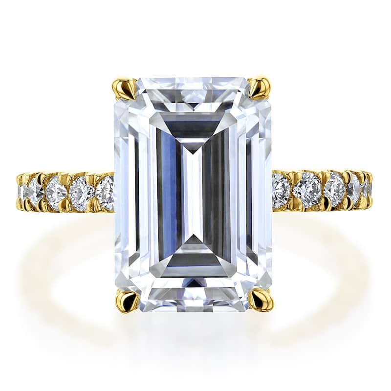 Kobelli Signature Collection Bold Series 5.6 Carats Lab Grown Diamond Certified 14k Solid Gold Emerald-cut Hidden Halo Evie Ring - 7 - Yellow