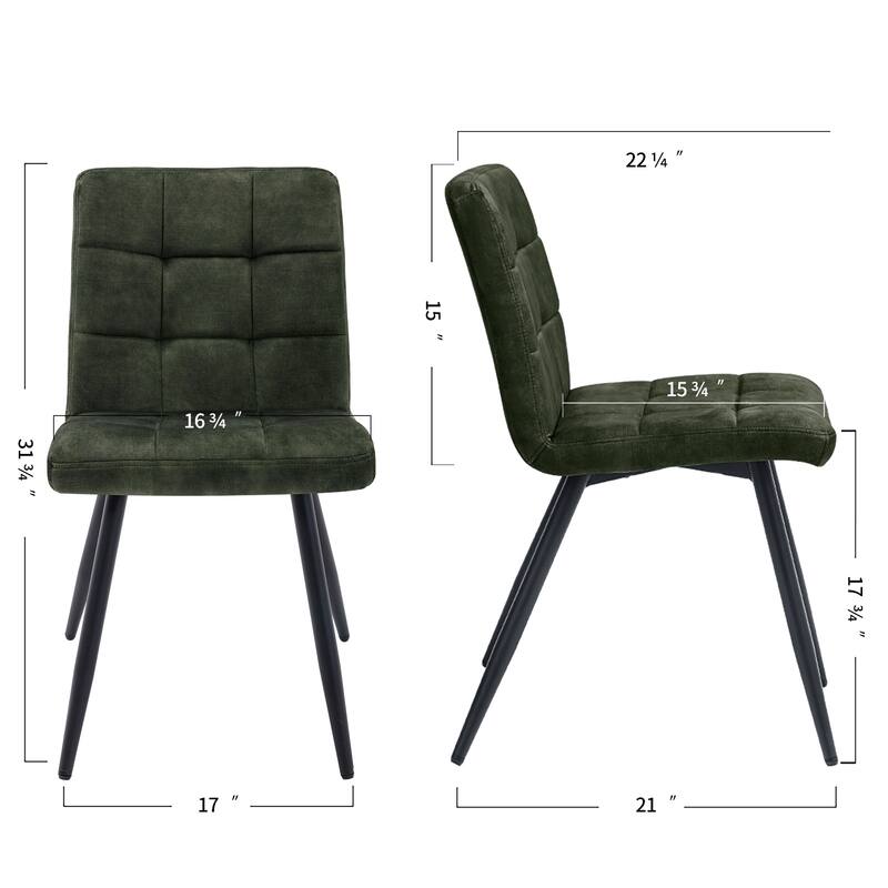 Modern 17” Wide Tufts Upholstered Dining Side Chairs with Metal Legs - 22.25L×18.71W×32.09H