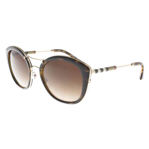 Shop Burberry Be4251q 300213 Dark Havana Cat Eye Sunglasses 53