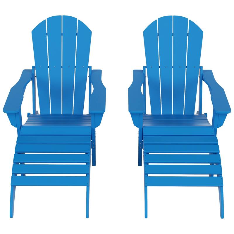 Polytrends Laguna Hdpe All Weather Outdoor Patio Foldable Adirondack Chairs With Ottomans (5-Piece Set)