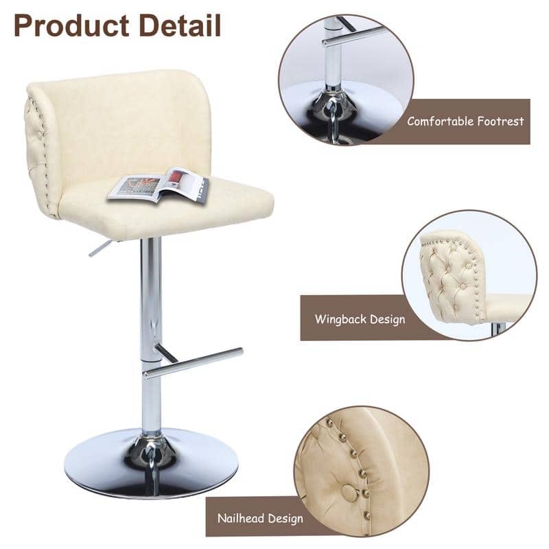 Upholstered Swivel Counter Bar Stools Set of 4