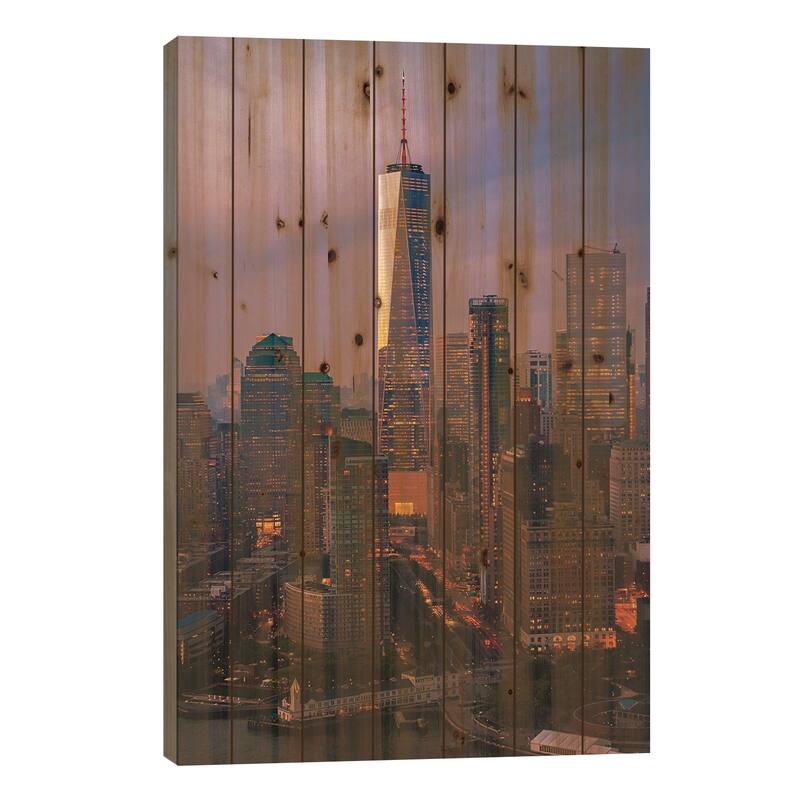New York City Manhattan Skyline Sunset Cityscape III Print On Wood by ...