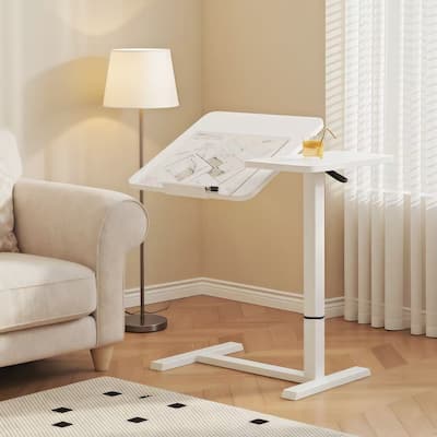 Overbed Bedside Desk, Mobile Rolling Laptop Stand Tilting Overbed Table with Wheels, Height Adjustable Tray Bedside Table