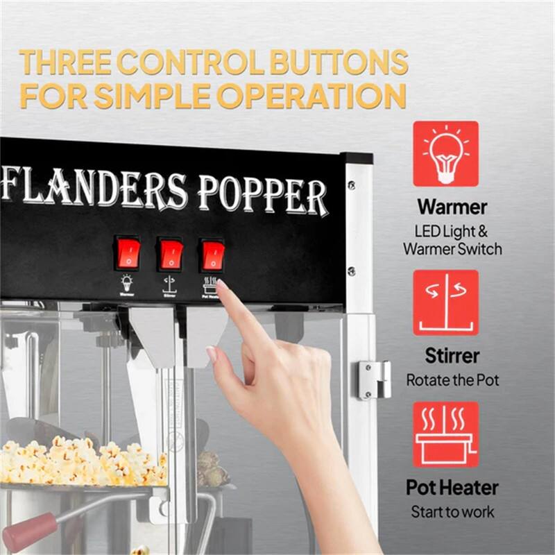1400W 120V 12oz Kettle Popcorn Machine Maker Countertop