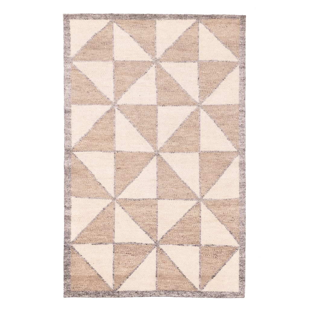 ECARPETGALLERY Hand-knotted Tangier Taupe Wool Rug - 5'0 x 7'11