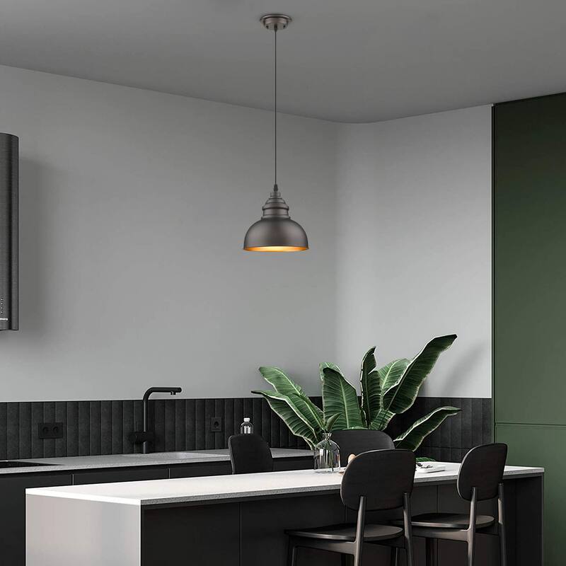 1-Light Dimmable Mini Pendant with 8' Cord Dome Hanging Ceiling Lights - 7.5*95.5