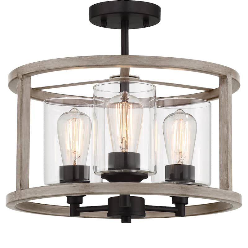 Moulins 3-light Modern Farmhouse Semi-Flush Mount Ceiling Lights with UL Certified - 15''