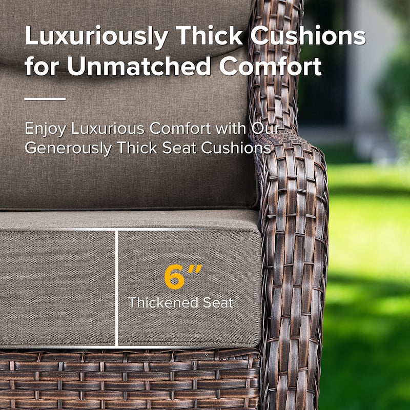 Gymojoy 5-Piece Patio Furniture Set with Swivel Glider Chairs, 6-Inch Ultra-Plush Cushions & Water-Resistant Olefin Fabric