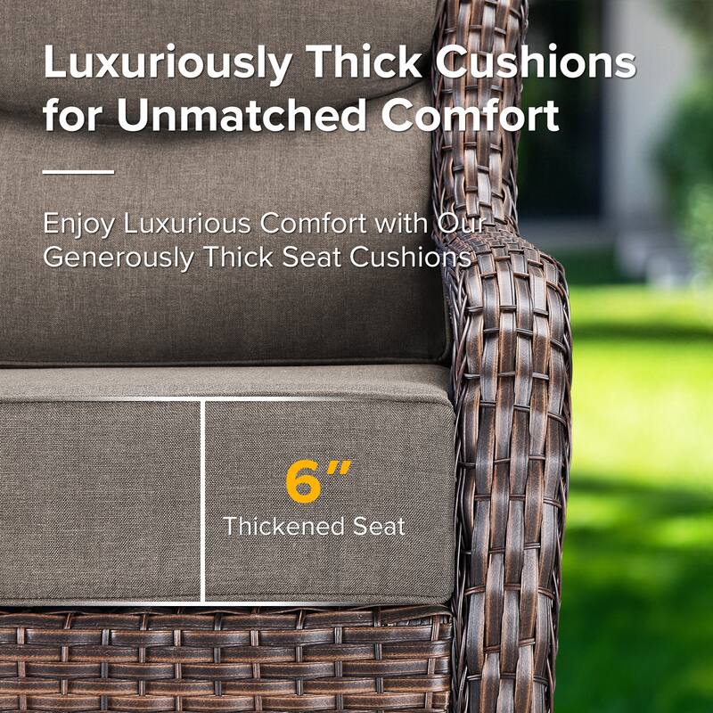 Gymojoy 6-Piece Patio Furniture Set with Swivel Glider Chairs, 6-Inch Ultra-Plush Cushions & Water-Resistant Olefin Fabric