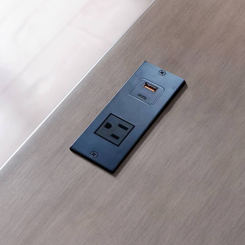 Laurent Solid Wood Side Table with USB-C Charging Station
