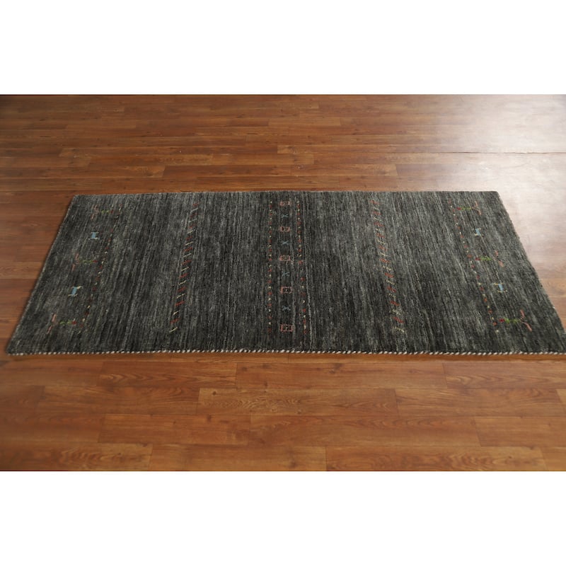 Gabbeh Indian Rug Hand-Knotted Grey Foyer Wool Carpet - 2'6" x 5'7"