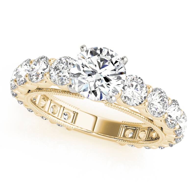 Auriya 14k Yellow Gold Lab Grown Round Diamond Engagement Ring 0.50 to 5.00 ct. tw. (F-G VS) - 5.00 ct. center - 4.5