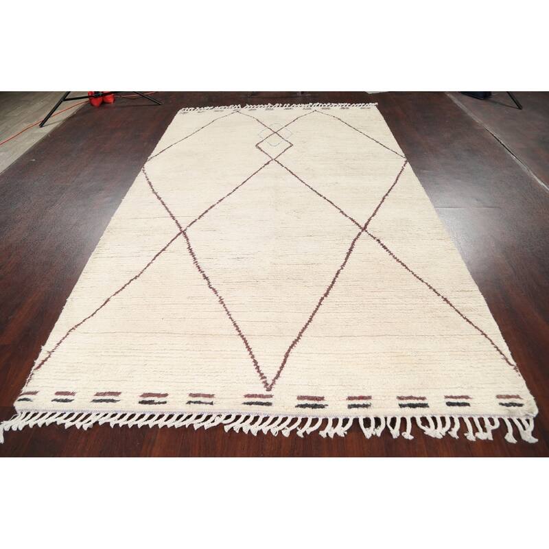 Vegetable Dye Oriental Moroccan Berber Area Rug Wool Hand-knotted - 5'9" x 9'5"