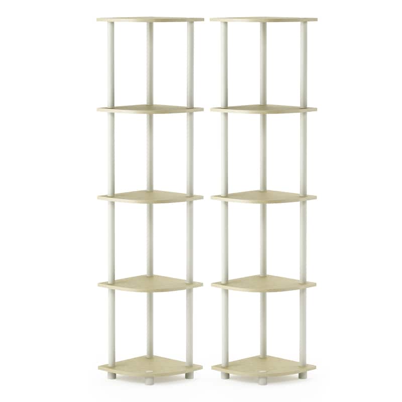 Furinno Turn-N-Tube 5 Tier Corner Display Rack Multipurpose Shelving Unit, Set of 2