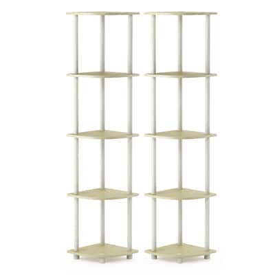 Furinno Turn-N-Tube 5 Tier Corner Display Rack Multipurpose Shelving Unit, Set of 2