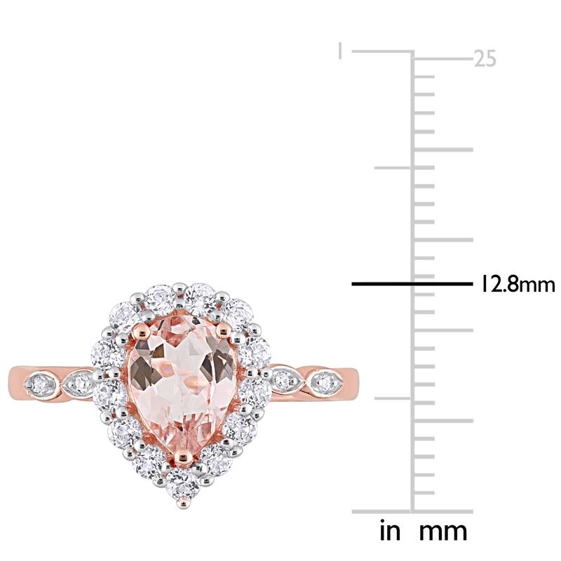 Miadora 10k Rose Gold Morganite, White Topaz and Diamond Accent Teardrop Halo Engagement Ring