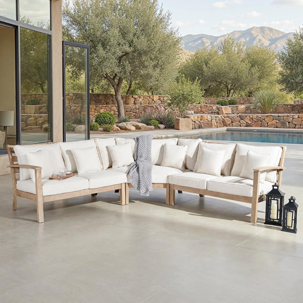 SAFAVIEH Couture Rosabecca Eucalyptus Patio Sectional Sofa - 107"W x 107"D x 35"H