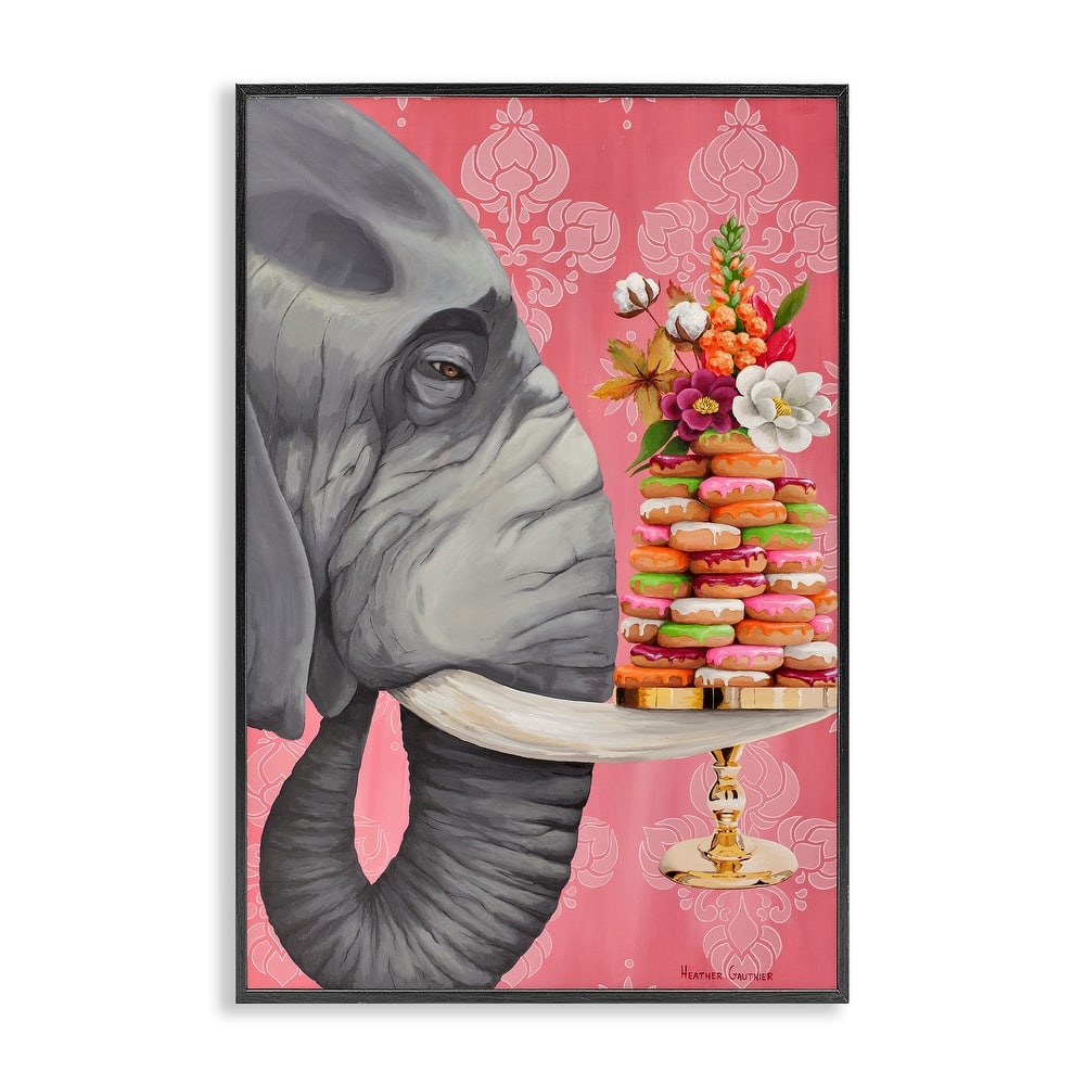 Stupell Elephant & Stacked Desserts Framed Giclee Art Design By Heather Gauthier