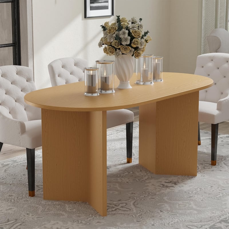 Nordic Style Solid Wood Oval Dining Table - Perfect for 6 People Gatherings 67'' - 67*34*30 - Wood