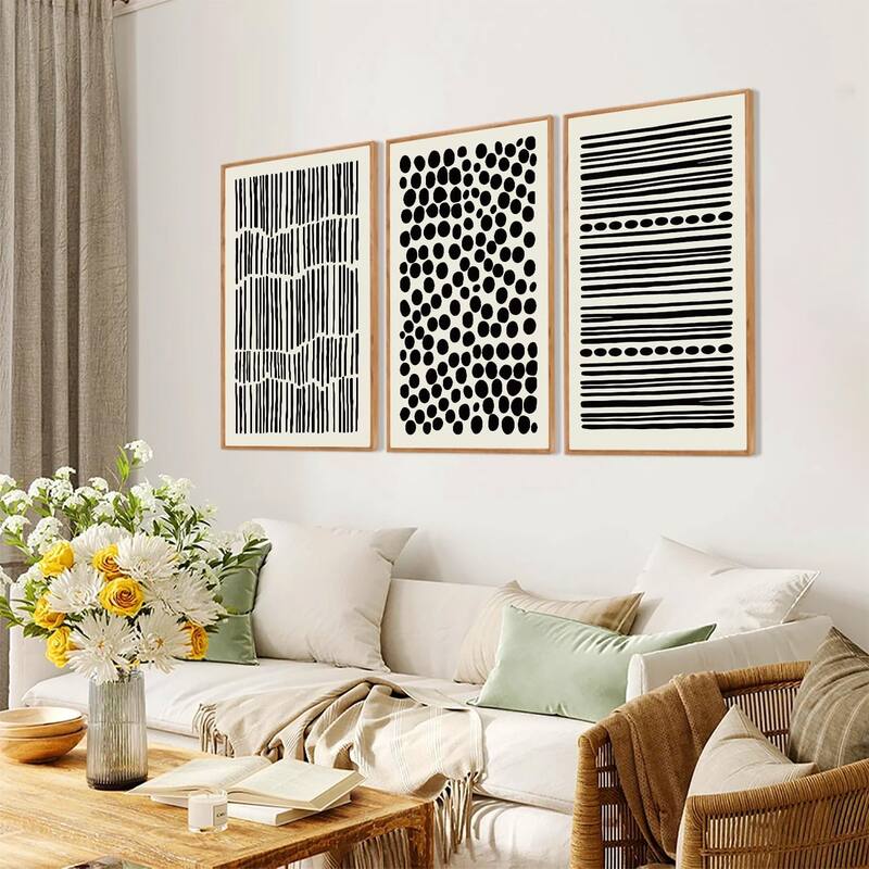 Minimalist Geometric Line Wall Decor, Abstract Black Wall Painting