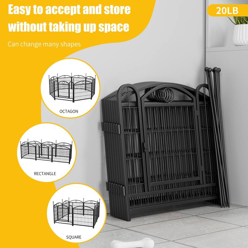 Dog Playpen Indoor 24 inch 8 Panels Metal Dog Pen Pet Dog Fence