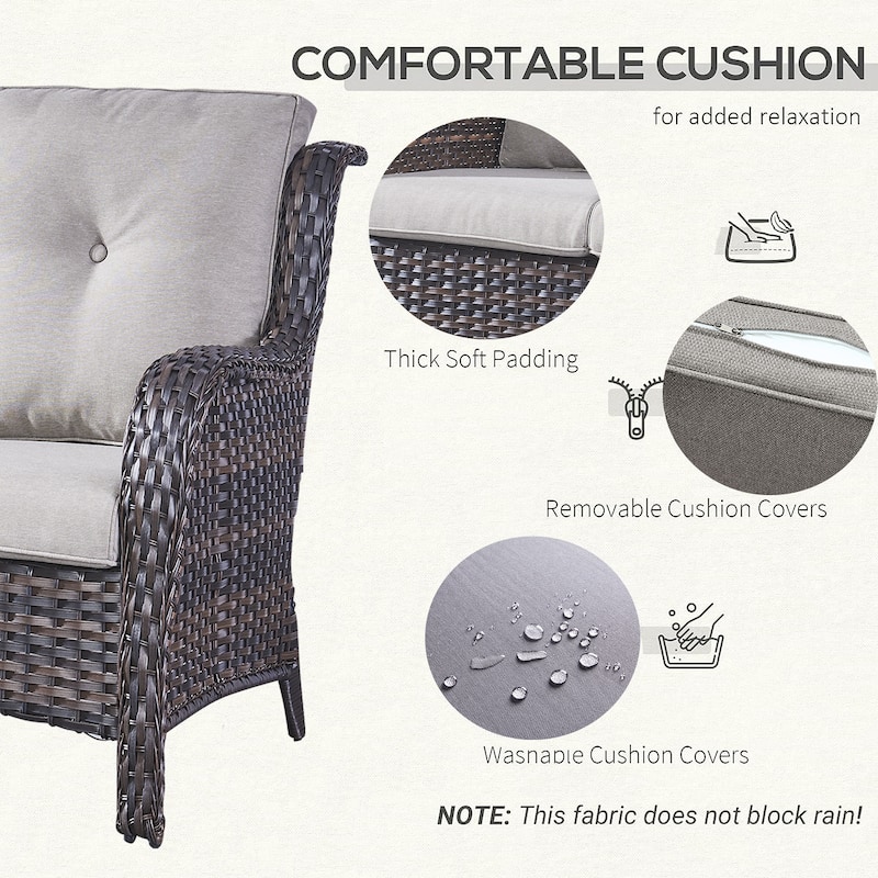 Patio Loveseat Sofa with Swivel Chair Ottoman Table