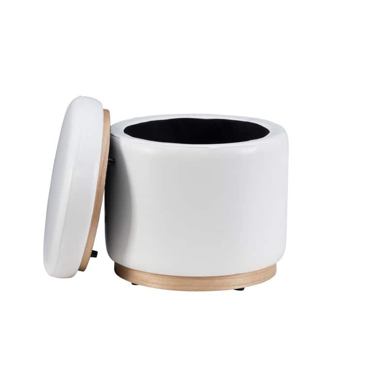 Rue Faux Leather Round Storage Ottoman