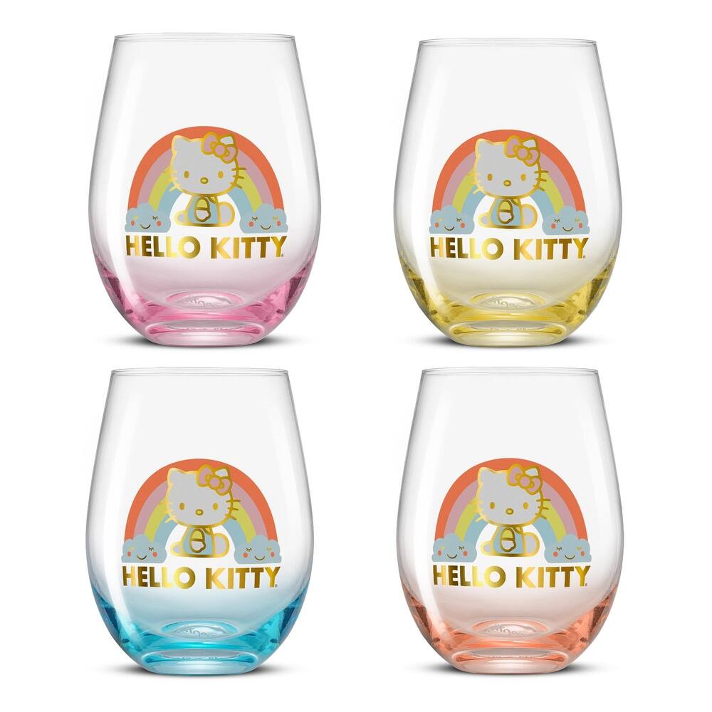 Hello Kitty Sweet Rainbow Stemless Drinking Glasses - 19 oz - Set of 4