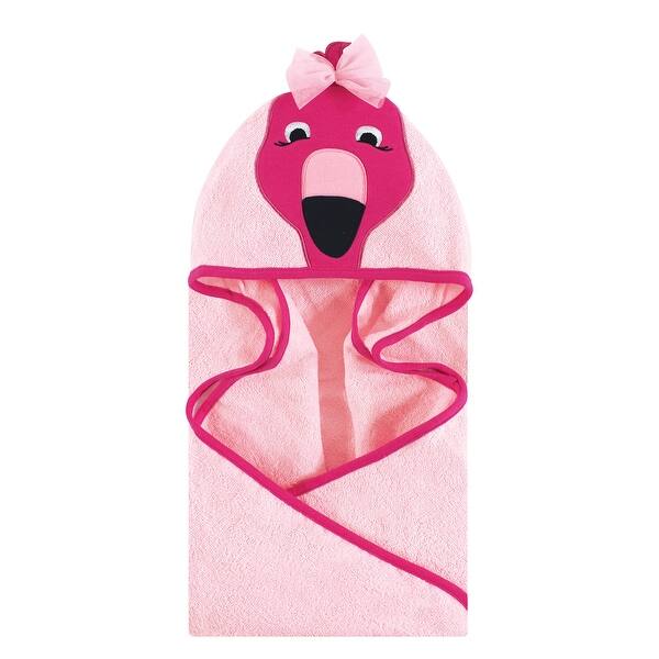 slide 1 of 1, Hudson Baby Infant Girl Cotton Animal Face Hooded Towel, Flamingo, One Size - Flamingo - One Size One Size - Flamingo