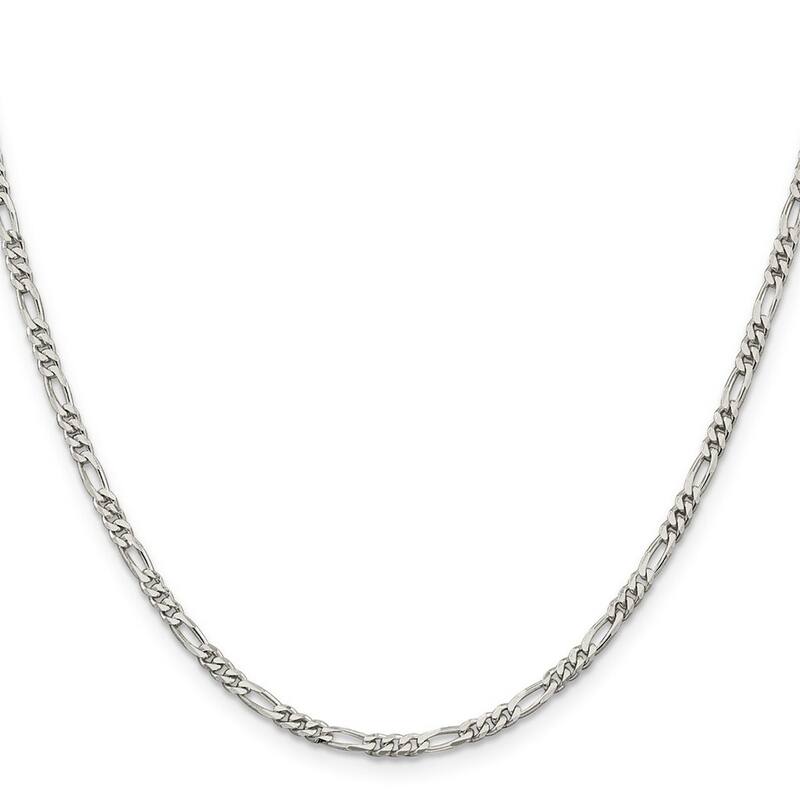 Curata 925 Sterling Silver 3mm Figaro Chain Necklace (Lobster)