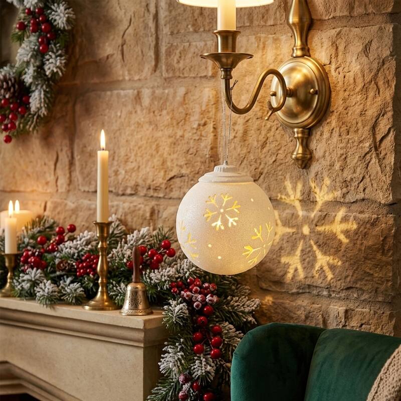 5" LED Lighted White Snowflake Cut-Out Hanging Christmas Ornament