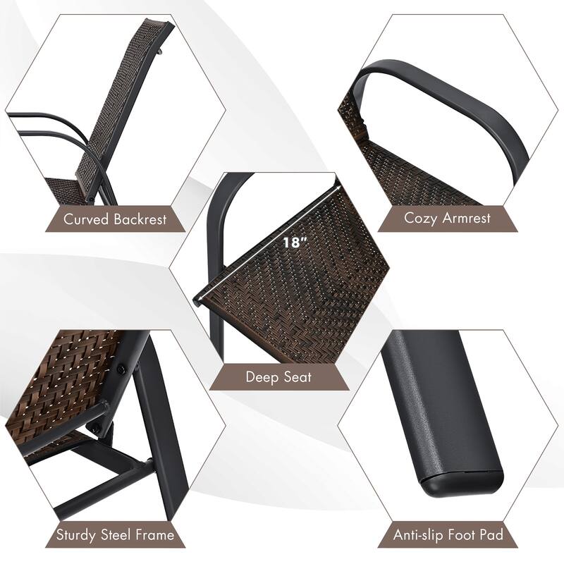 Costway Set of 6 Patio Rattan Dining Chairs Stackable Armrest Garden - See Details