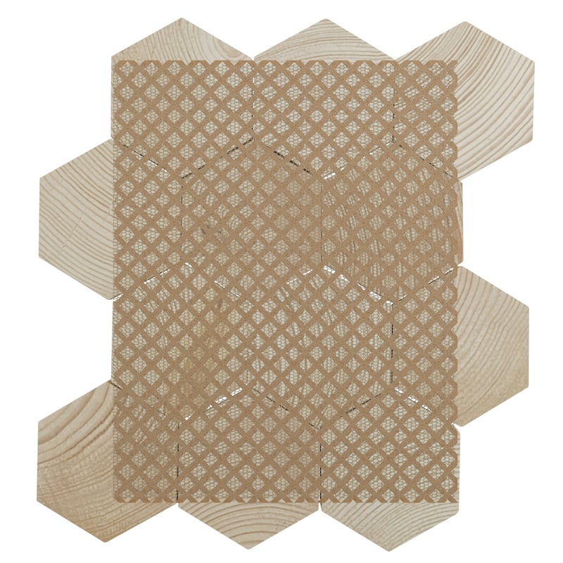 11 7/8"W x 11 7/8"H x 1/2"P Medium Honeycomb Wood Mosaic Wall Tile, Spruce - 11 7/8"W x 11 7/8"H x 1/2"P