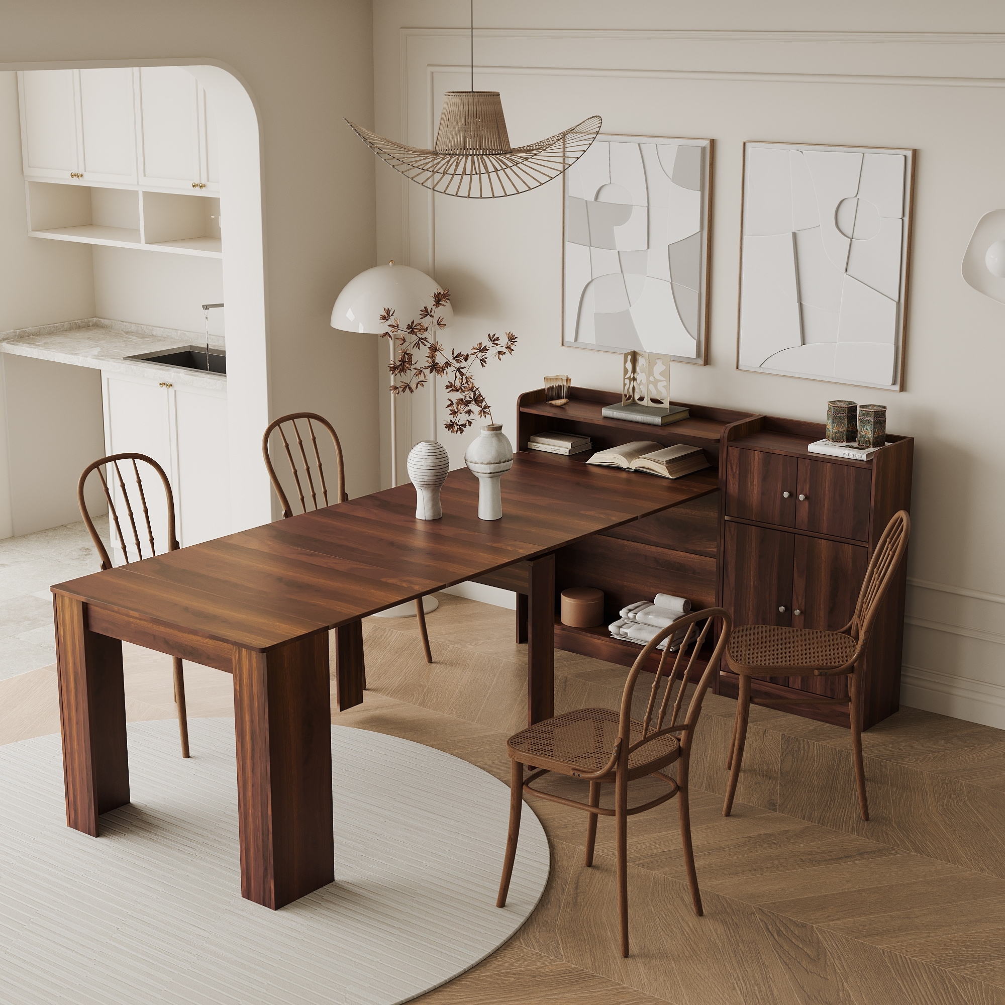 Expandable console deals table dining table
