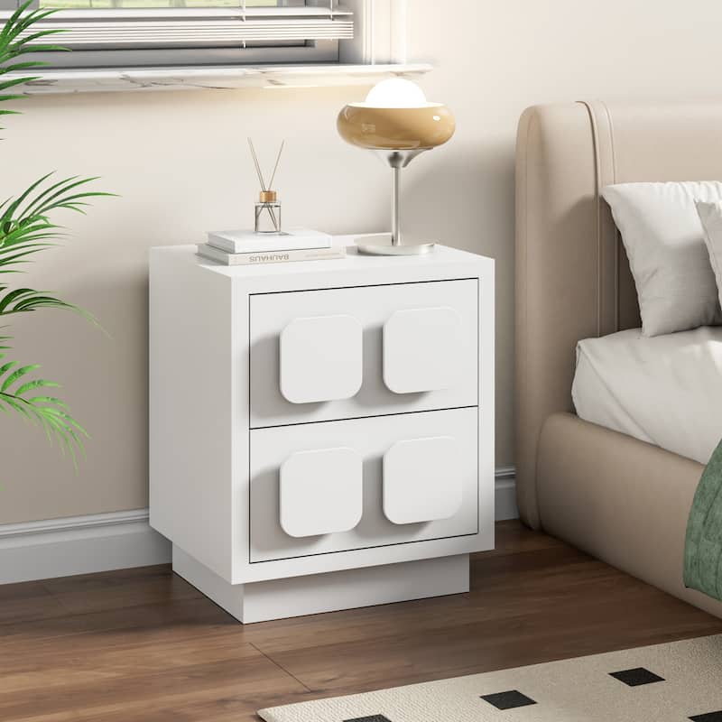 2 Drawers Nightstand Accent End Table Bedside Table