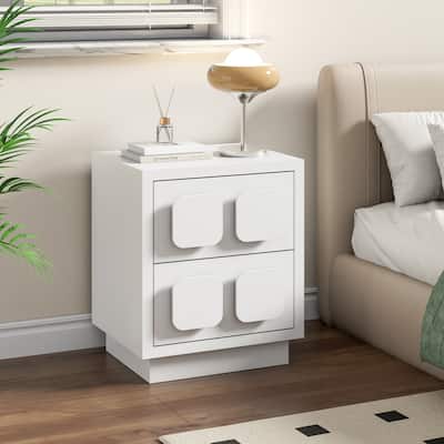 2 Drawers Nightstand Accent End Table Bedside Table