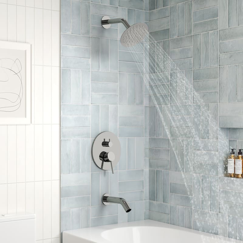 6" Dual-Function Tub and Shower Faucet Set, Modern Tub And Shower Trim Kit Valve Included