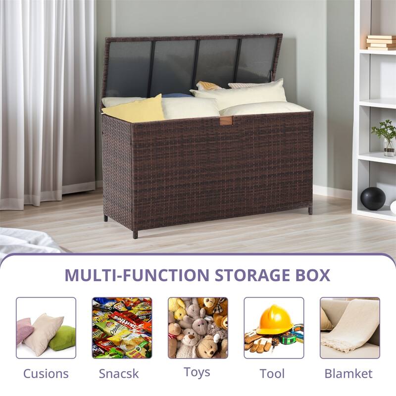 120 Gallon Waterproof Large Resin Deck Box Indoor Outdoor Lockable Storage Container for Patio Furniture, Toys and Garden Tools