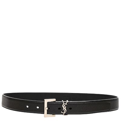 Saint Laurent Men's Cassandre Belt 1.1" Wide