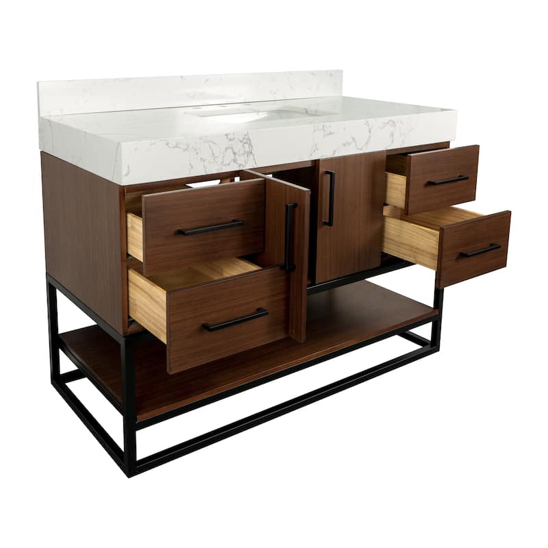 KitchenBathCollection Ellis 48" Bathroom Vanity with Engineered Marble Top