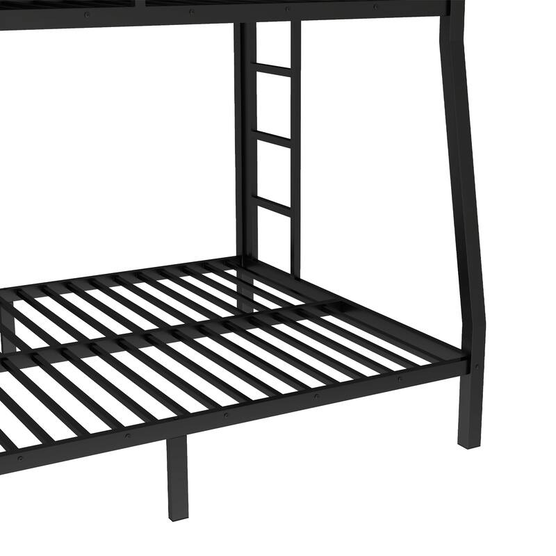 Roomfitters Metal Full XL over Queen Bunk Bed, Space-Saving Noise-Reduced Frame, No Box Spring Needed, Black
