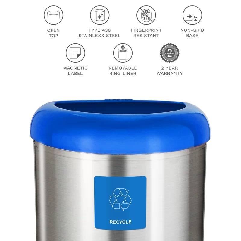 Steel 13-Gallon Half-Circle Open Top Kitchen Trash Can
