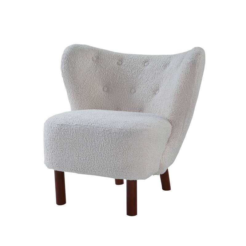 White Modern 31" Upholstered Armless Accent Chair with Button Tufted Back Cushion amd Large seat