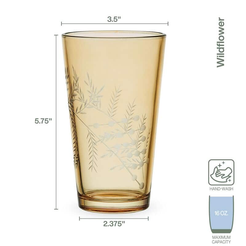 Fitz & Floyd Wildflower Set of 4 Gold Glasses